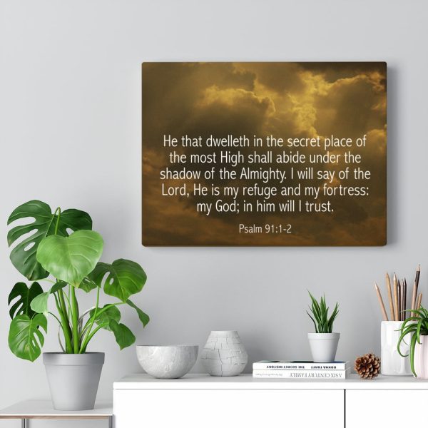 Bible Verse Canvas Secret Place Psalm 91:1 2 Christian Wall Art Scripture Ready to Hang Faith Print Framed Prints, Canvas Paintings - Image 3