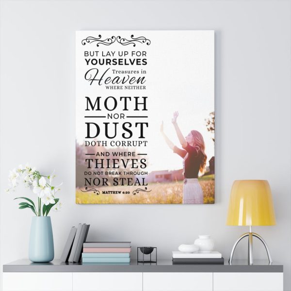 Scripture Canvas Moth Nor Dust Matthew 6:26 Christian Wall Art Bible Verse Meaningful Framed Prints, Canvas Paintings - Image 4