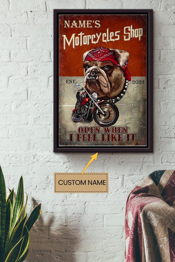 Motorcycles Shop Personalized Canvas Animal Gift For Dog Lover Dog Foster Puppy Fan Motorcycles Shop Decor Framed Matte Canvas Framed Prints, Canvas Paintings - Image 2