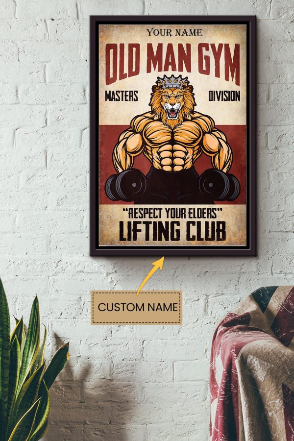 Old Man Gym Personalized Canvas Decor Gift For Gymer Weightlifter Framed Matte Canvas Framed Prints, Canvas Paintings - Image 2