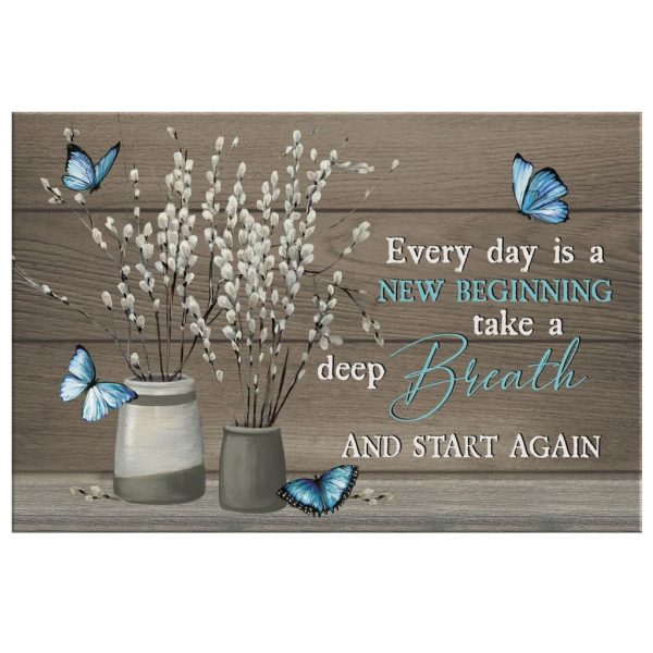 Every Day Is A New Beginning Butterfly Flower Christian Canvas Gallery Painting Wrapped Canvas Canvas - Image 3