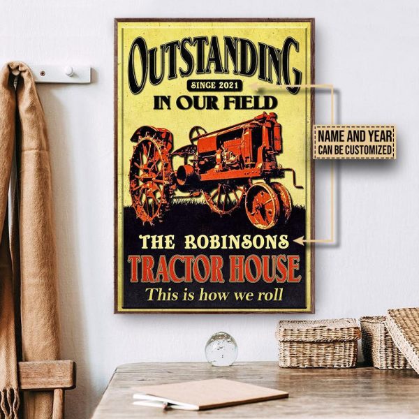 here Gifts Personalized Farm Tractor House We Roll Canvas Home Decor - Image 2