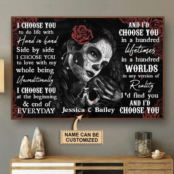 here Gifts Personalized Skull I Choose You To Do Life Canvas Home Decor - Image 2