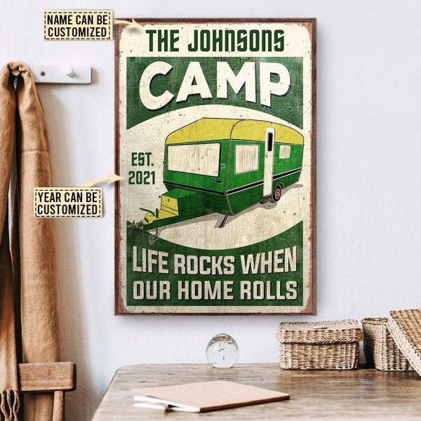 here Gifts Personalized Camp Camper Life Rocks Canvas Home Decor - Image 2