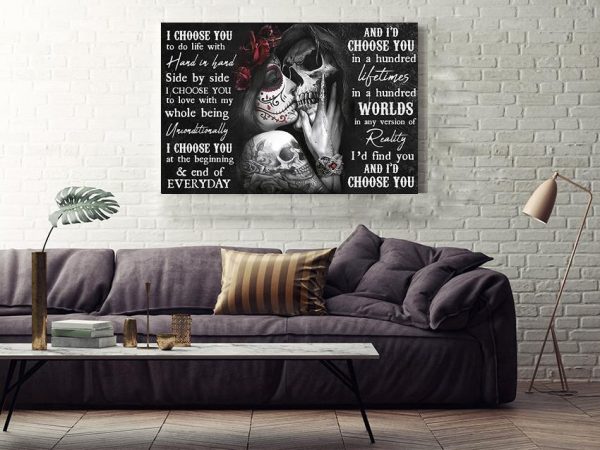 Personalized I Choose You Tattoo Couple Loving Letter Quote Gift For Valentine Wedding Anniversary Halloween Gift Idea Framed Prints, Canvas Paintings - Image 3