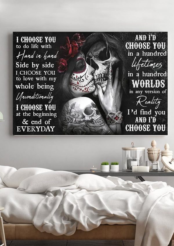 Personalized I Choose You Tattoo Couple Loving Letter Quote Gift For Valentine Wedding Anniversary Halloween Gift Idea Framed Prints, Canvas Paintings - Image 2