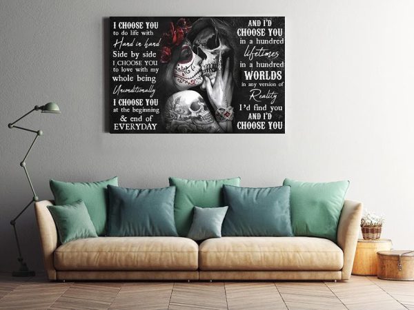 Personalized I Choose You Tattoo Couple Loving Letter Quote Gift For Valentine Wedding Anniversary Halloween Gift Idea Framed Prints, Canvas Paintings - Image 4