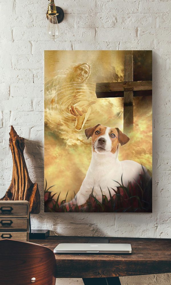 Jesus And Jack Russell Terrier Dog God For Gift For Dog Lovers Christian Canvas Gallery Painting Wrapped Canvas Framed Prints, Canvas Paintings - Image 2