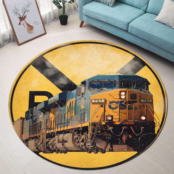 Csx Railroad Crossing Round Mat Round Floor Mat Room Rugs Carpet Outdoor Rug Washable Rugs - Image 2