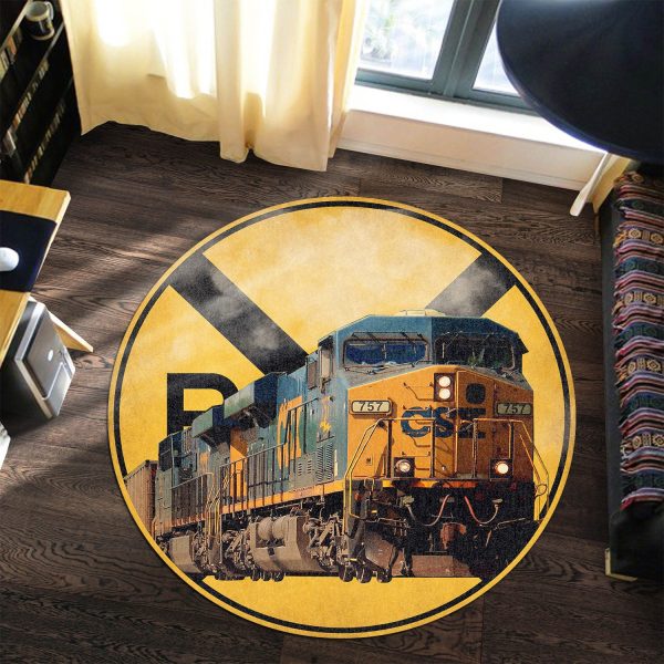 Csx Railroad Crossing Round Mat Round Floor Mat Room Rugs Carpet Outdoor Rug Washable Rugs - Image 3