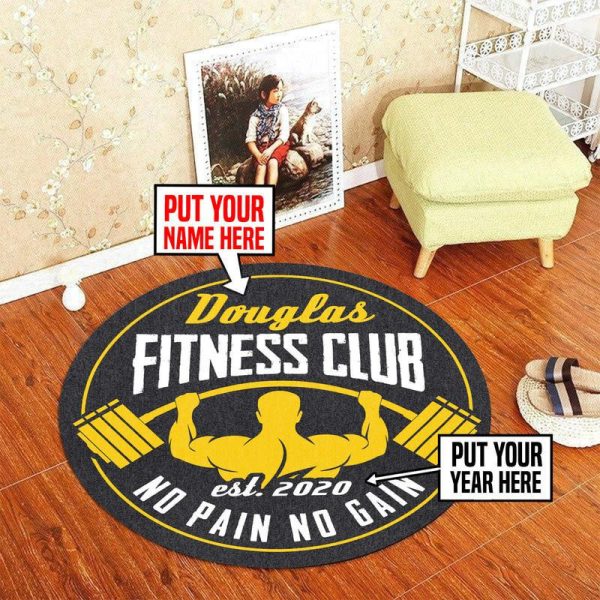 Personalized Gym Room No Pain No Gain Round Mat Round Floor Mat Room Rugs Carpet Outdoor Rug Washable Rugs - Image 2