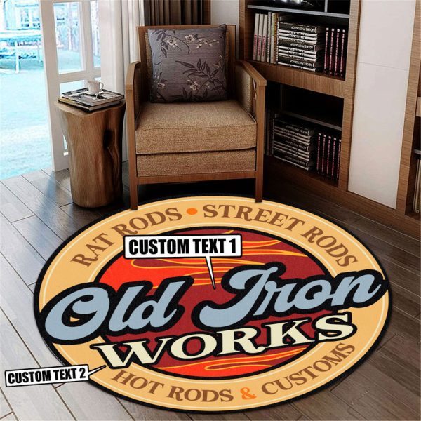 Personalized Hot Rodgarage Decor, Home Bar Decor Rat Rod Garage Decor, Home Bar Decor Custom Rod Round Mat - Image 3