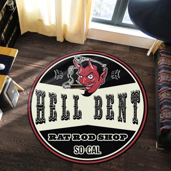 Hell Bent Rat Rods Round Mat Round Floor Mat Room Rugs Carpet Outdoor Rug Washable Rugs - Image 2