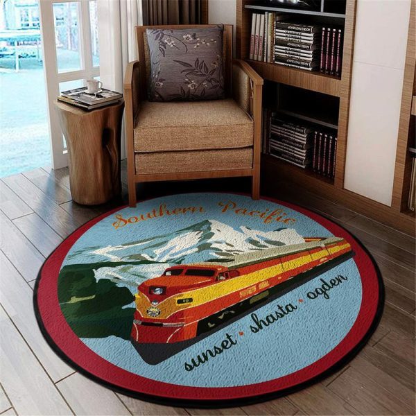 Southern Pacific Railroad Living Room Round Mat Circle Rug - Image 2