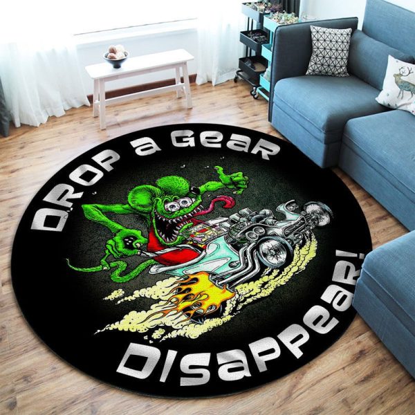 Drop A Gear Disappear Hot Rod Round Mat Round Floor Mat Room Rugs Carpet Outdoor Rug Washable Rugs - Image 2