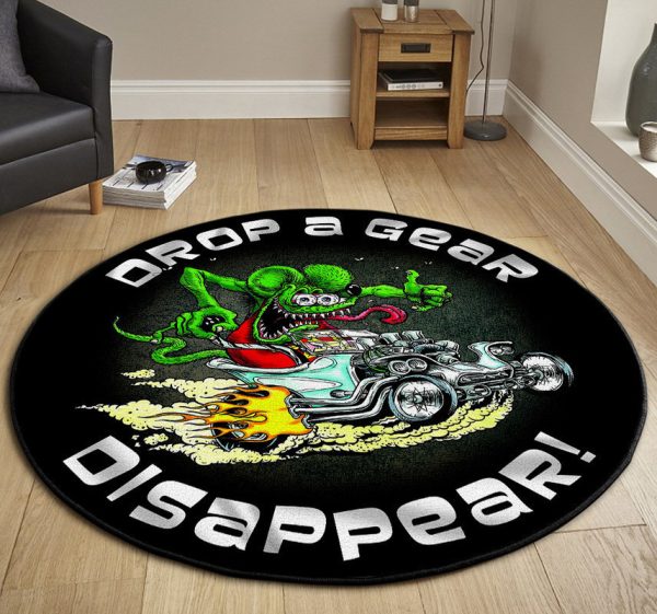 Drop A Gear Disappear Hot Rod Round Mat Round Floor Mat Room Rugs Carpet Outdoor Rug Washable Rugs - Image 3