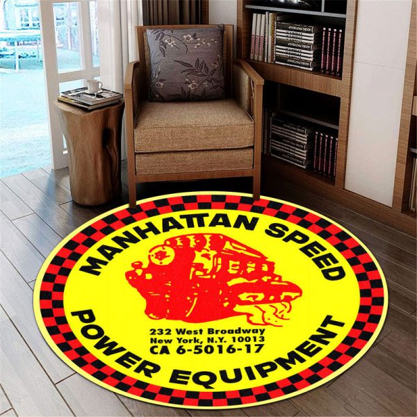 Manhattan Speed Power Equipment Hot Rod Round Mat Round Floor Mat Room Rugs Carpet Outdoor Rug Washable Rugs - Image 2