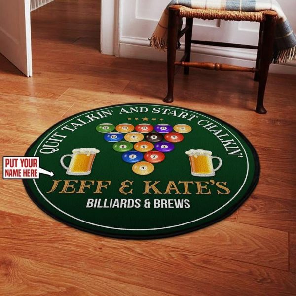 Personalized Billiards And Brews Living Room Round Mat Circle Rug - Image 2