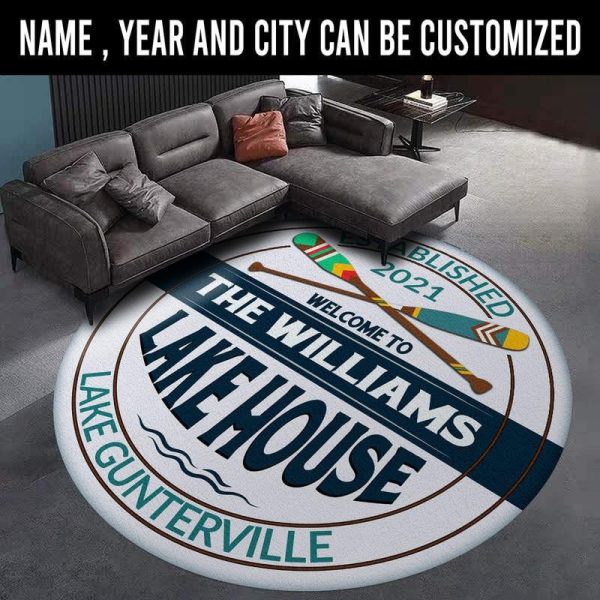 Personalized Lake House Living Room Round Mat Circle Rug - Image 2