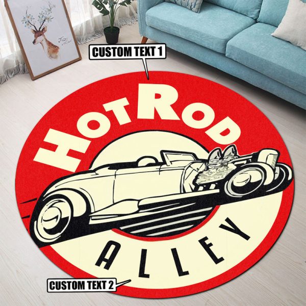 Personalized Hot Rod Round Mat - Image 2