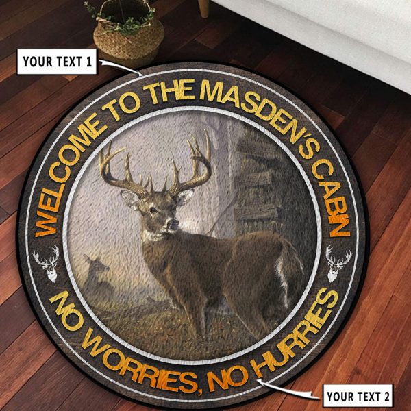 Personalized Deer Hunting Home Decor Round Rug, Carpet 10535 - Image 2