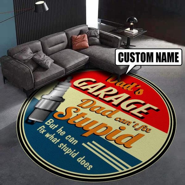 Personalized Garage Round Mat Round Floor Mat Room Rugs Carpet Outdoor Rug Washable Rugs - Image 2