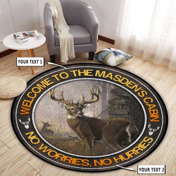 Personalized Deer Hunting Home Decor Round Rug, Carpet 10535 - Image 3