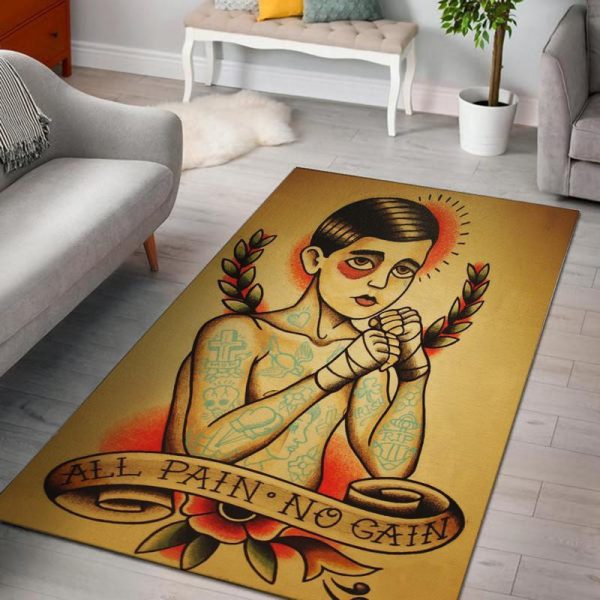 Tattoo No Pain No Gain Area Rug Carpet - Image 3