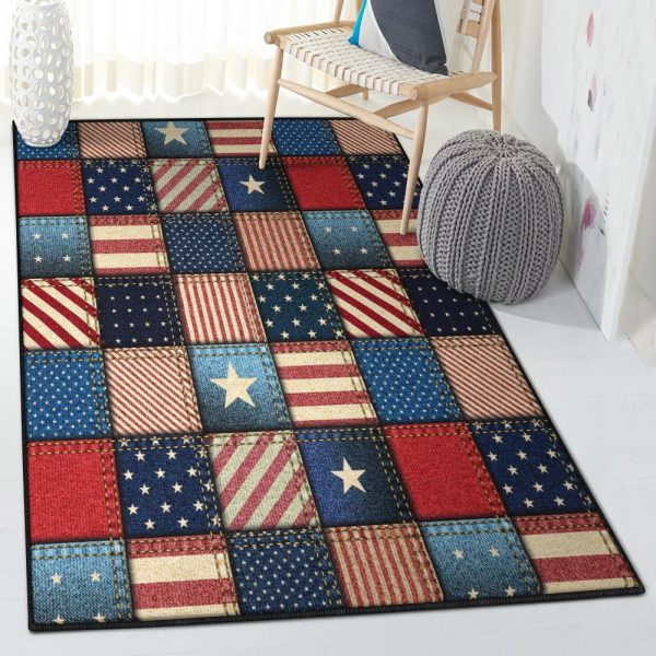 Patchwork Art American Flag Patchwork Design Rug Rectangle Rugs Washable Area Rug Non-Slip Carpet For Living Room Bedroom - Image 2