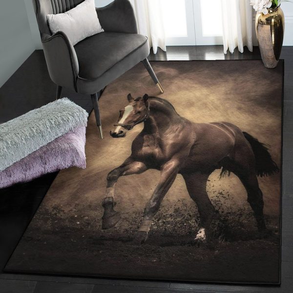 Riding Horse Modern Horse Rug Rectangle Rugs Washable Area Rug Non-Slip Carpet For Living Room Bedroom - Image 2