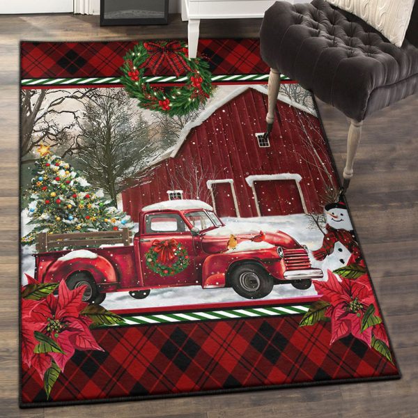 Truck Large Christmas Truck Rug Rectangle Rugs Washable Area Rug Non-Slip Carpet For Living Room Bedroom - Image 2