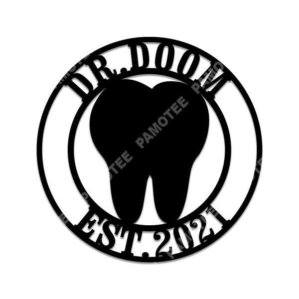 Custom Name And Date Tooth Dental Metal Sign, Gift For Dentist, Metal - Image 3