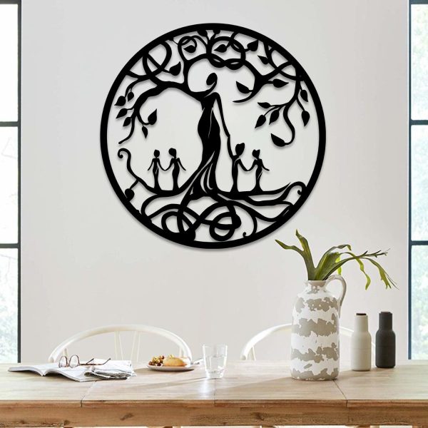 Mother And Four Children Tree Of Life Metal Art, Housewarming Plaque L - Image 3