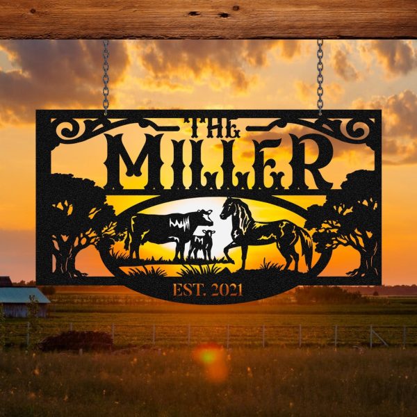 Personalized Metal Farm Sign Horse Cow, Custom Outdoor Farmhouse, Ranc - Image 2