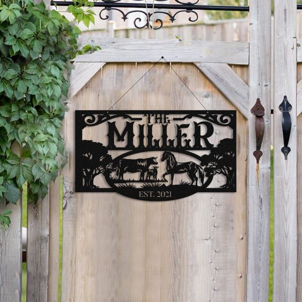 Personalized Metal Farm Sign Horse Cow, Custom Outdoor Farmhouse, Ranc - Image 3