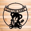 Teddy Bear Baby Banner Personalized Indoor Outdoor Steel Wall Sign Art