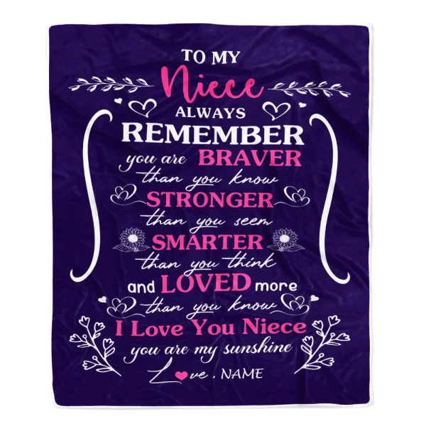 Personalized To My Niece Blanket From Aunt Uncle Mother Purple I Love - Image 2