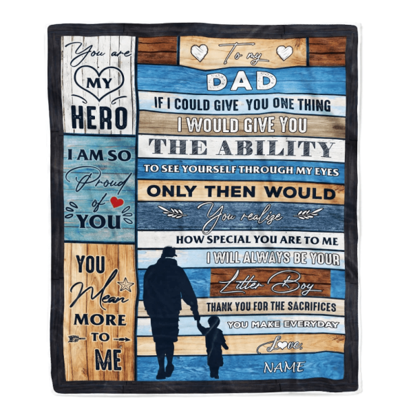 Personalized To My Dad Blanket From Son Wood I Am So Proud Of You Dad - Image 2