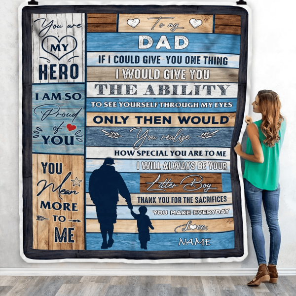 Personalized To My Dad Blanket From Son Wood I Am So Proud Of You Dad - Image 5