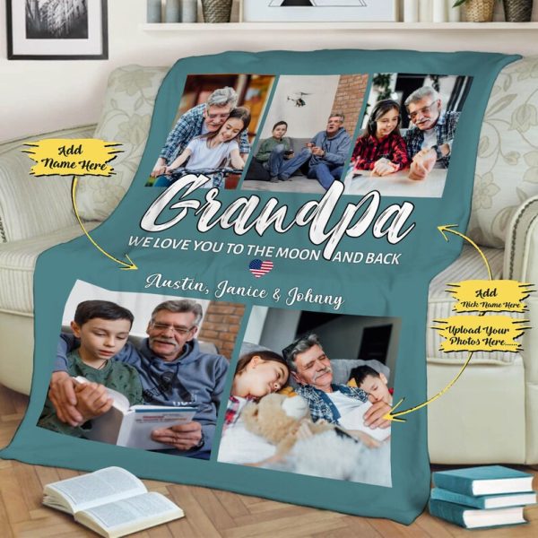 Custom Photo Collage Blanket With Name, Gift For Grandparents Day/Birt - Image 2