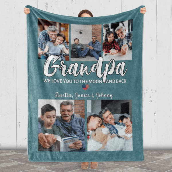 Custom Photo Collage Blanket With Name, Gift For Grandparents Day/Birt - Image 4