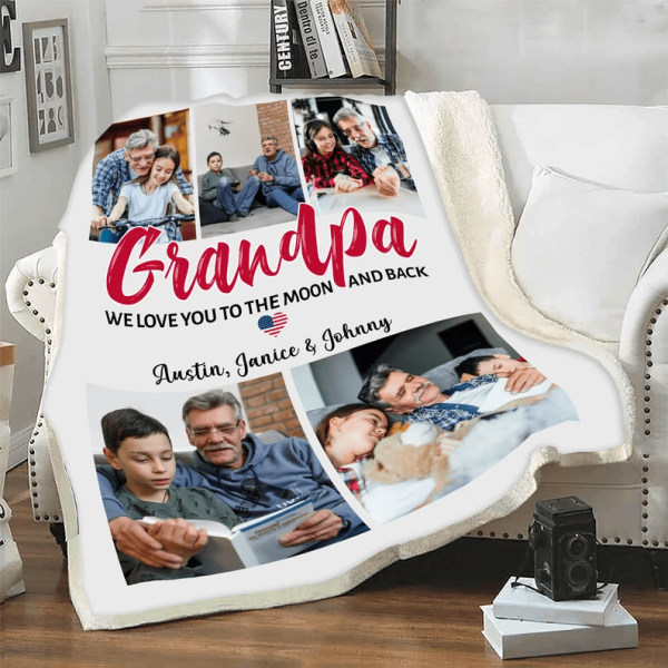 Custom Photo Collage Blanket With Name, Gift For Grandparents Day/Birt - Image 5