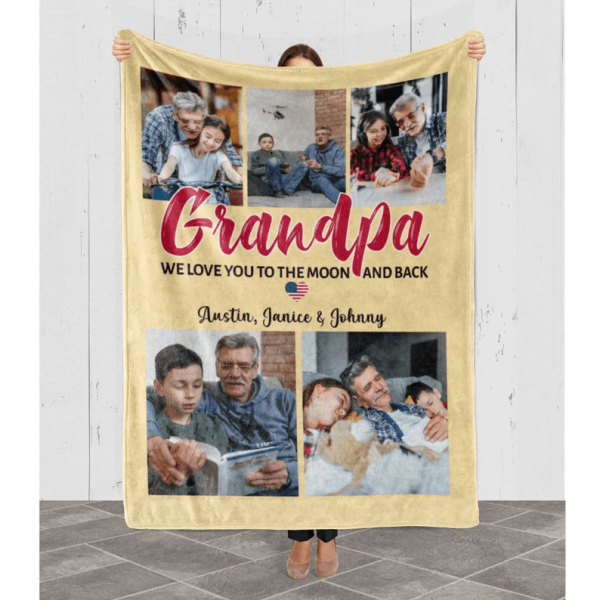 Custom Photo Collage Blanket With Name, Gift For Grandparents Day/Birt - Image 6