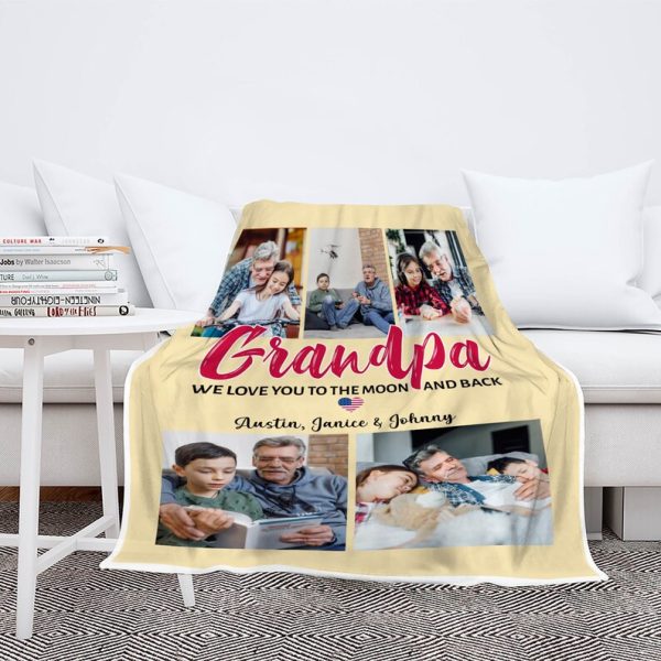 Custom Photo Collage Blanket With Name, Gift For Grandparents Day/Birt - Image 7