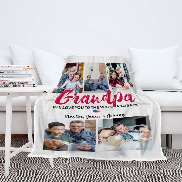 Custom Photo Collage Blanket With Name, Gift For Grandparents Day/Birt - Image 8