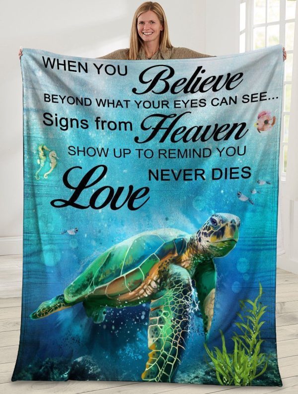 Turtle When You Believe Beyond What Your Eyes Can See Fleece Blanket - Image 2