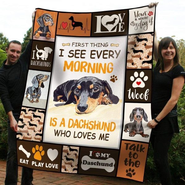 Talk To The Paw Dachshund Fleece Blanket Gift For Dog Lovers - Image 3