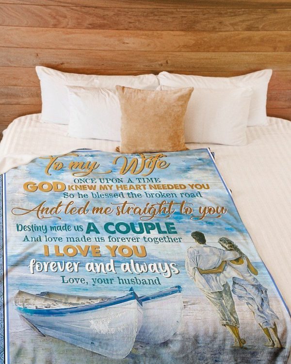 Couple On Beach Love You Forever And Always To My Wife Fleece Blanket - Image 3