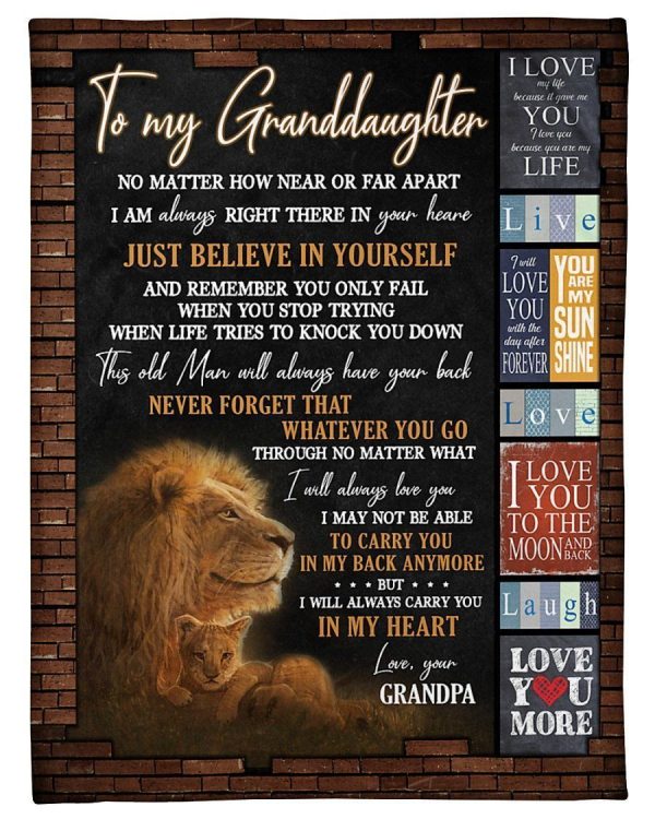 Lion Love To Granddaughter From Grandpa Fleece Blanket - Image 2