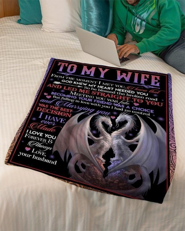 I Love You Forever And Always Couple Dragon To Wife Fleece Blanket - Image 3